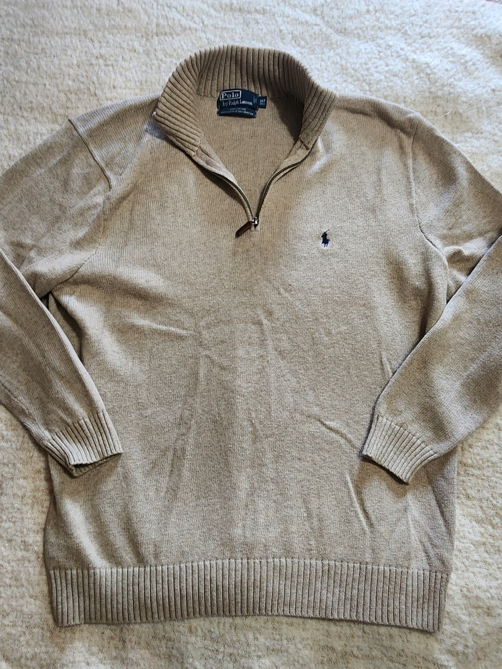 Polo by Ralph Lauren Men's Beige Half-Zip Sweater XLT